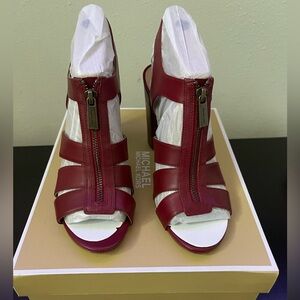 New MICHAEL Michael Kors Damita Sandal Leather, Burnt Red Never Worn